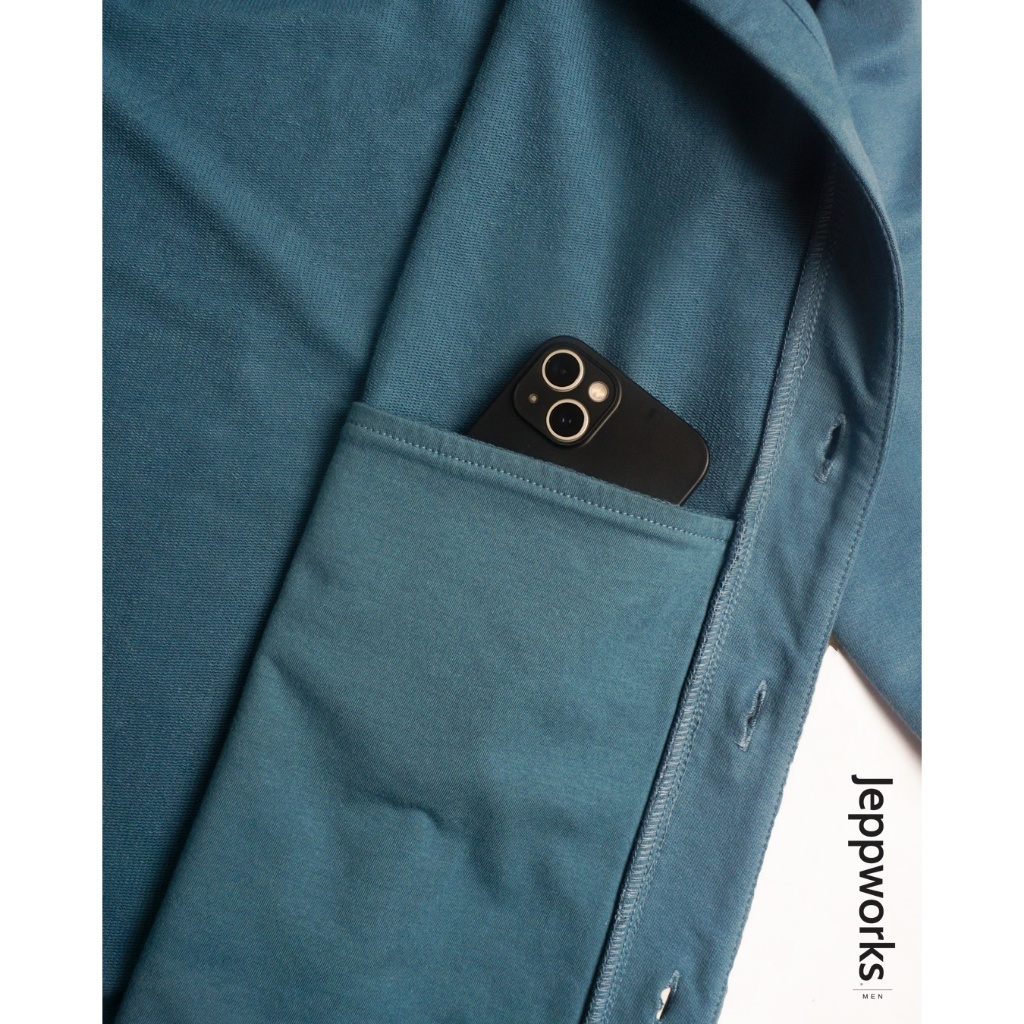 Jeppworks Cardigan Sweat Terry Lengan Panjang Steel Blue - Image 6