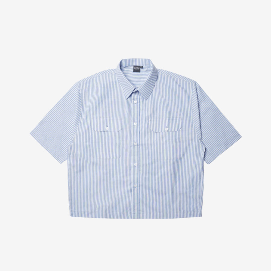 FITCH STUDIO | Oversized Boxy Stripe Shirt SS | Kemeja Boxy Lengan Pendek | Blue