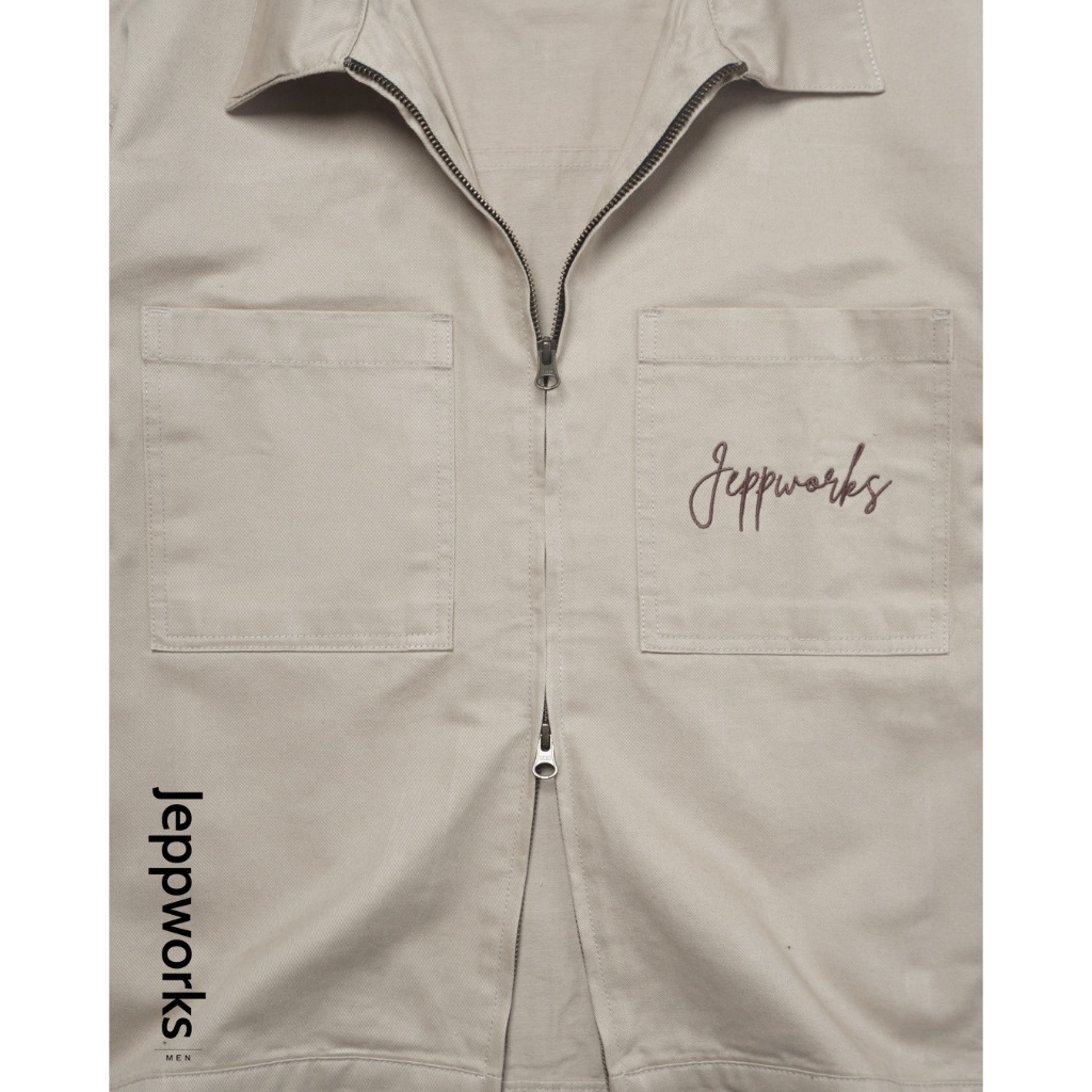 Jeppworks Motion Dual Zip Work Jacket Boxy - Cream - Image 3