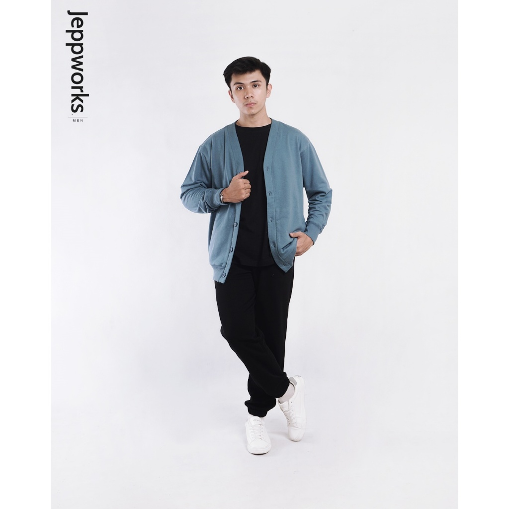 Jeppworks Cardigan Sweat Terry Lengan Panjang Steel Blue - Image 2
