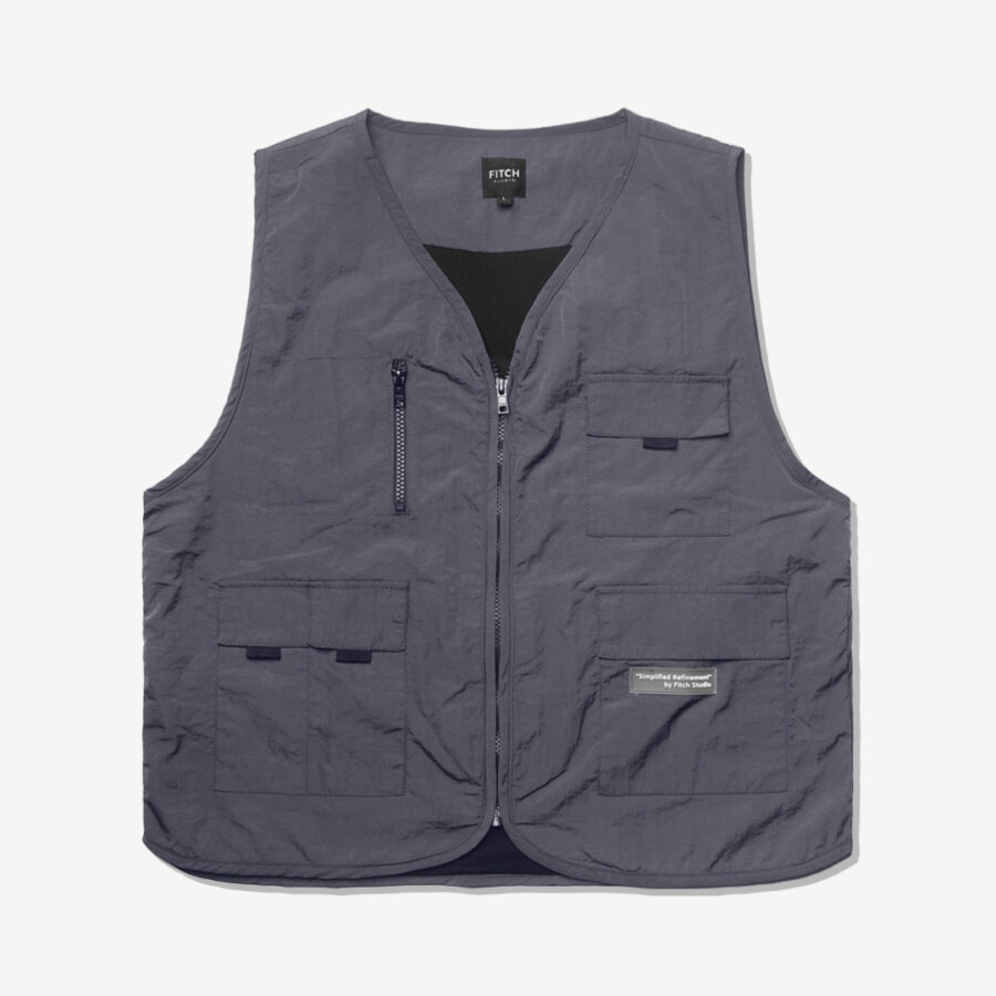 FITCH STUDIO | Crinkle Utility Vest V.1 | Stone Grey