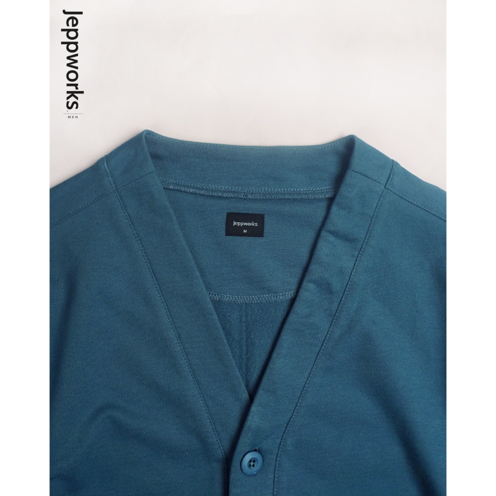 Jeppworks Cardigan Sweat Terry Lengan Panjang Steel Blue - Image 3