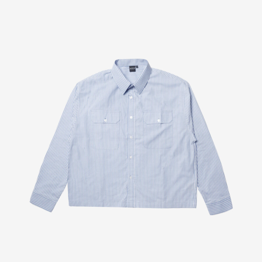 FITCH STUDIO | Oversized Boxy Stripe Shirt LS | Kemeja Boxy Lengan Panjang | Blue