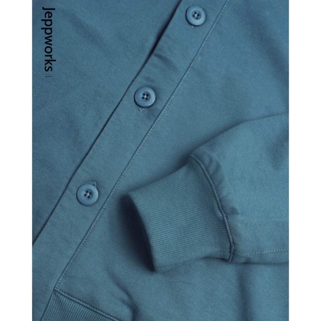 Jeppworks Cardigan Sweat Terry Lengan Panjang Steel Blue - Image 4
