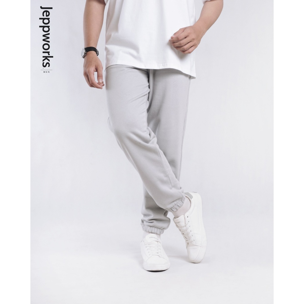 Jeppworks Celana Panjang Jogger Polos - Silver Grey - Image 4