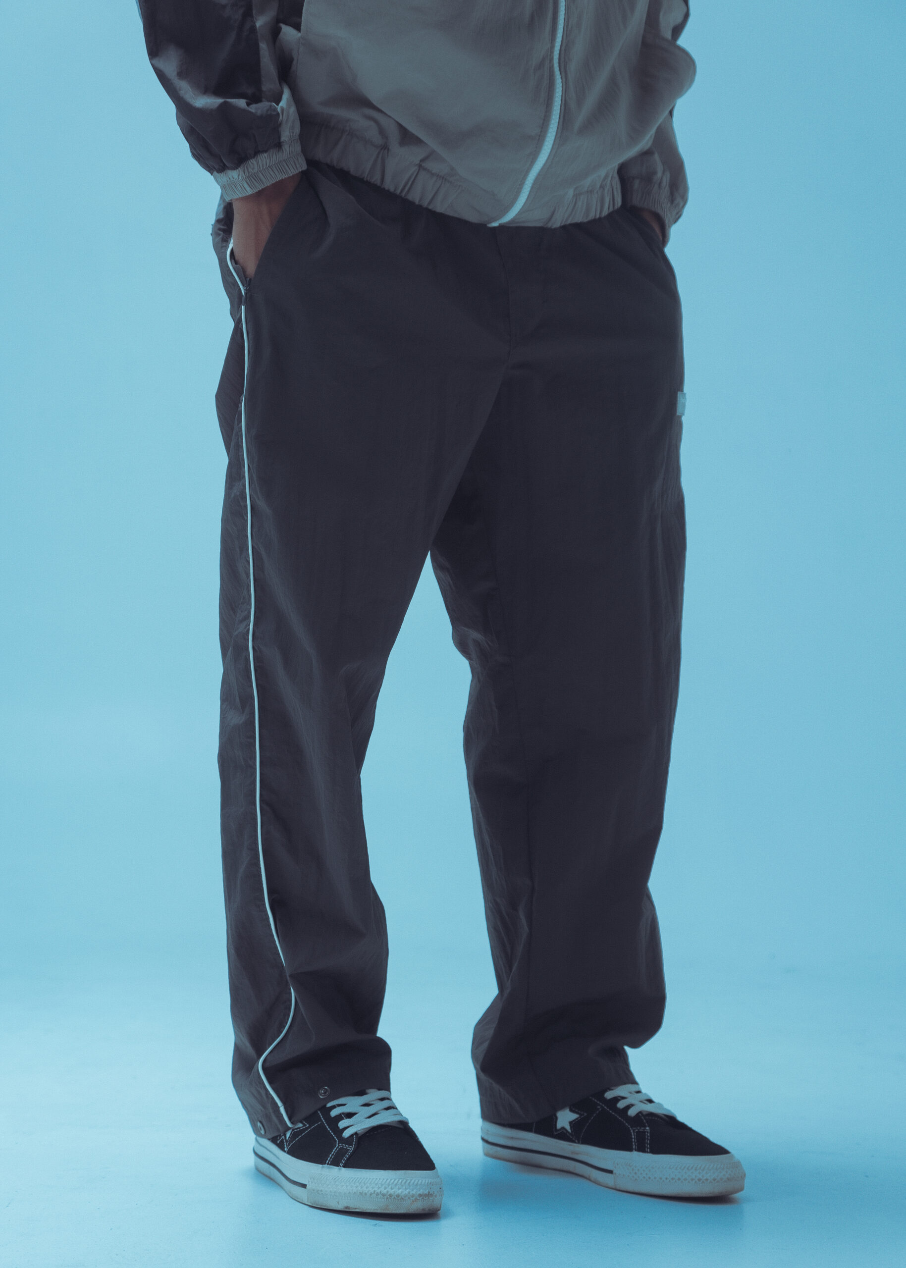 Fitch Studio Nylon Crinkle Trackpants - Stone Grey - Image 5