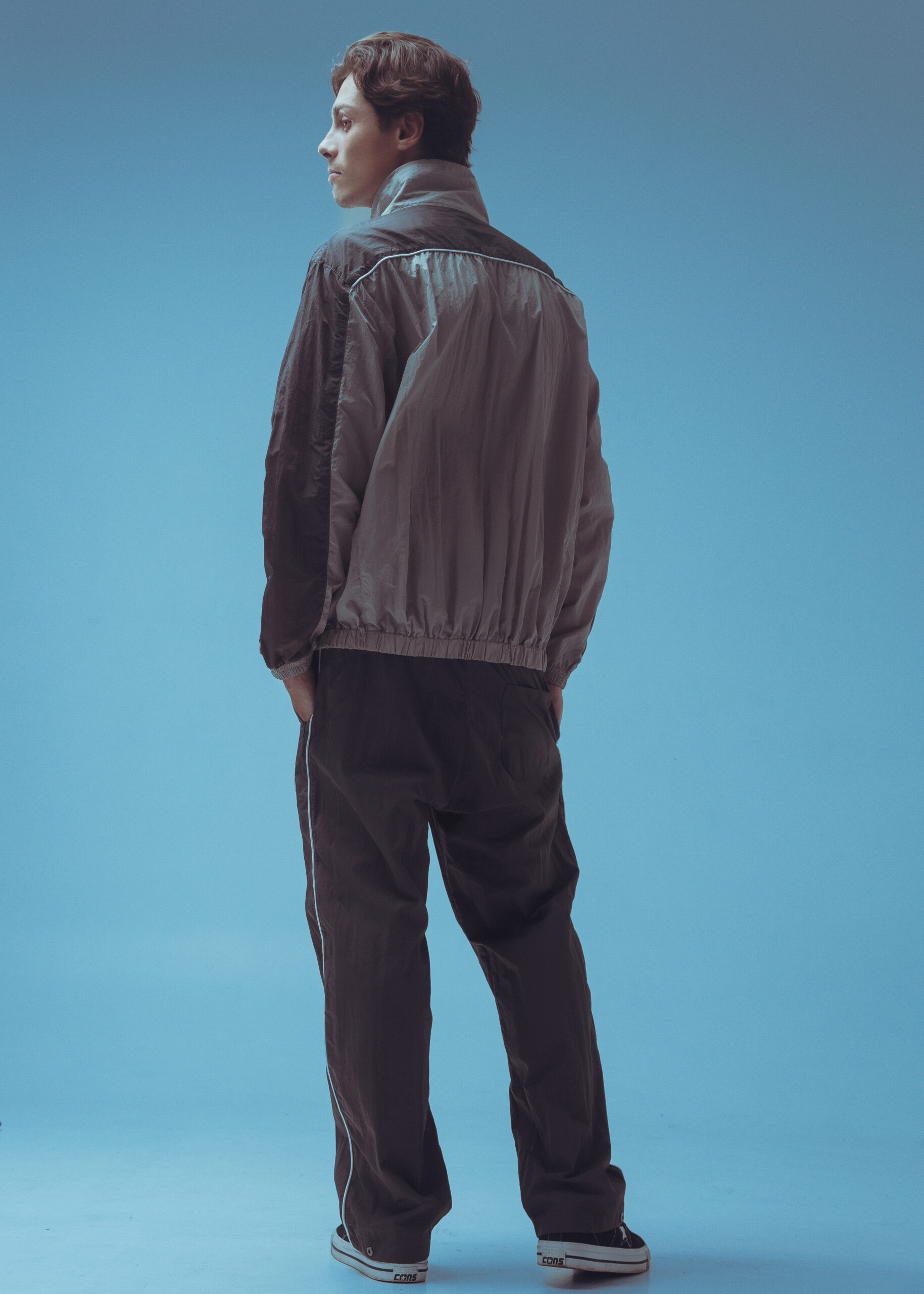 Fitch Studio Nylon Crinkle Trackpants - Stone Grey - Image 9