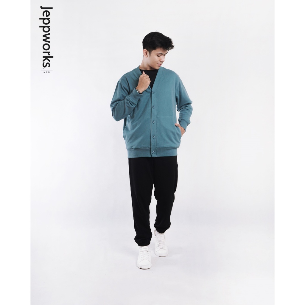 Jeppworks Cardigan Sweat Terry Lengan Panjang Steel Blue - Image 7