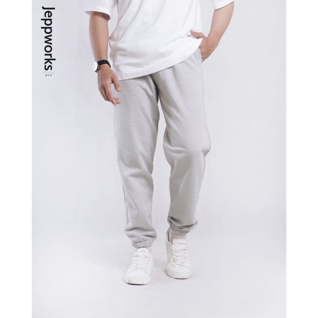 Jeppworks Celana Panjang Jogger Polos - Silver Grey - Image 2