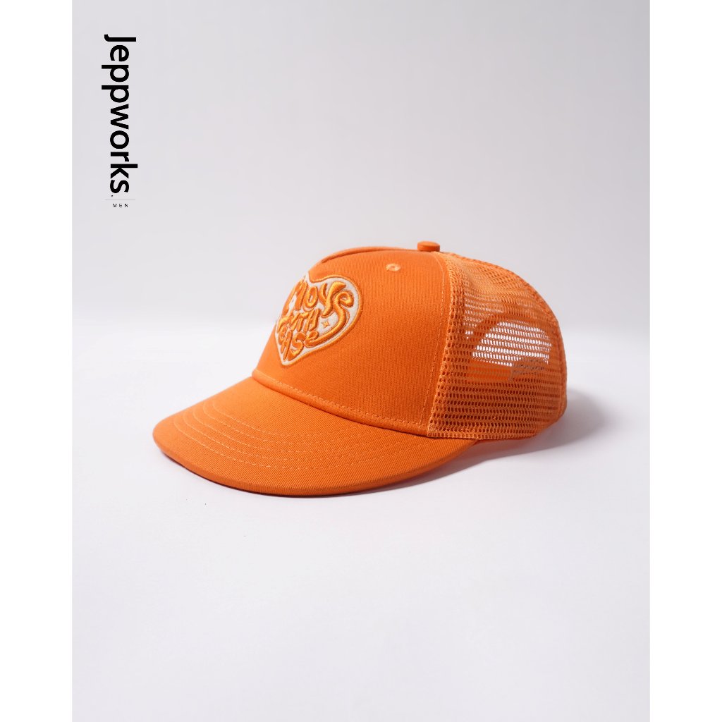 Jeppworks Trucker Hat "ease Heart" embroidery - Orange - Image 4