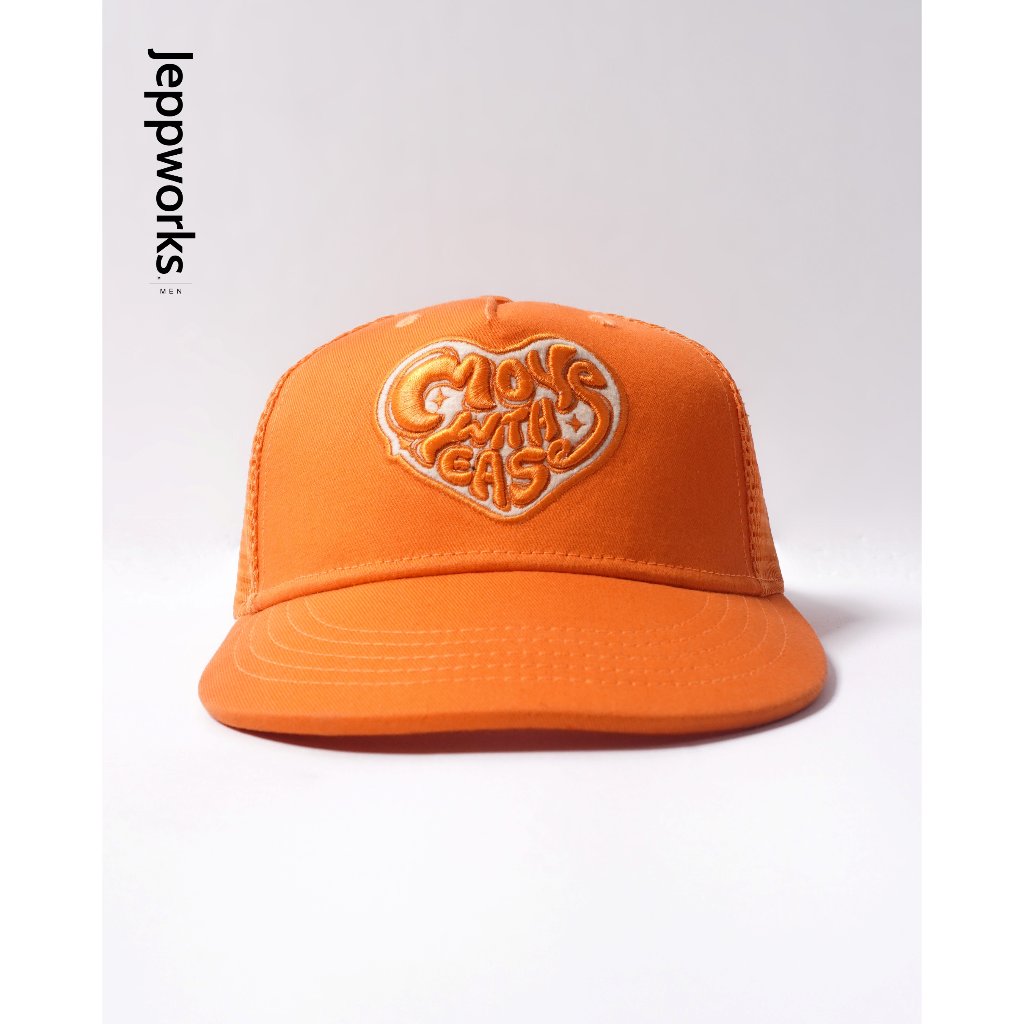 Jeppworks Trucker Hat "ease Heart" embroidery - Orange - Image 2